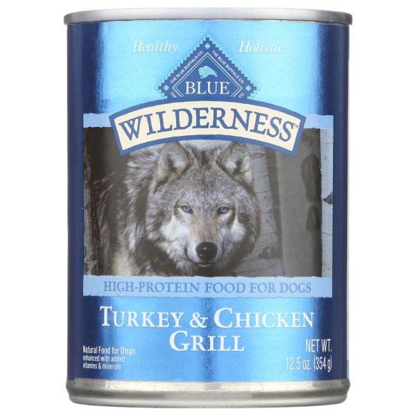 BLUE BUFFALO: Wilderness Adult Dog Food Turkey and Chicken Grill, 12.5 oz