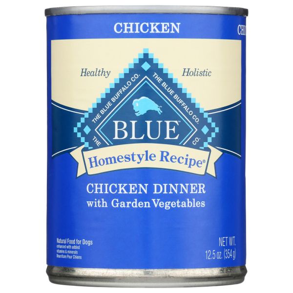BLUE BUFFALO: Homestyle Recipe Adult Dog Food Chicken Dinner with Garden Vegetables, 12.50 oz