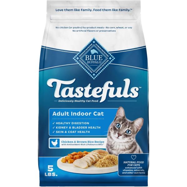 BLUE BUFFALO: Indoor Health Adult Cat Food Chicken and Brown Rice Recipe, 5 lb