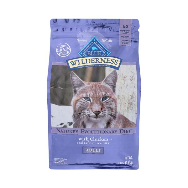 BLUE BUFFALO: Wilderness Adult Cat Food Chicken Recipe, 4 lb