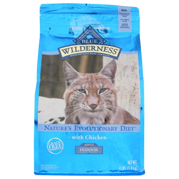 BLUE BUFFALO: Wilderness Adult Indoor Cat Food Chicken Recipe, 4 lb