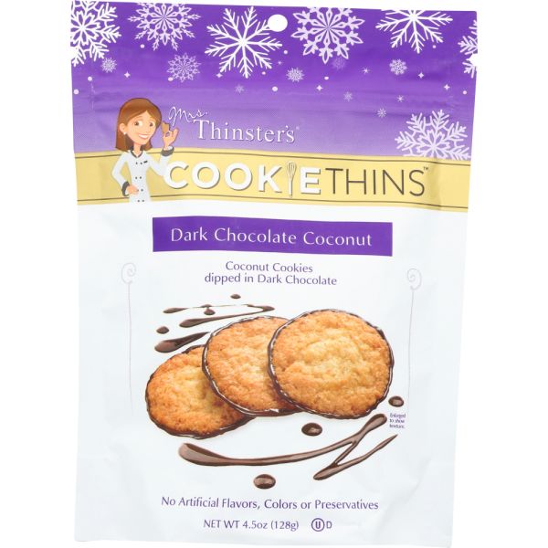 MRS THINSTERS: Cookie Thin Dark Chocolate Coconut, 4.5 oz