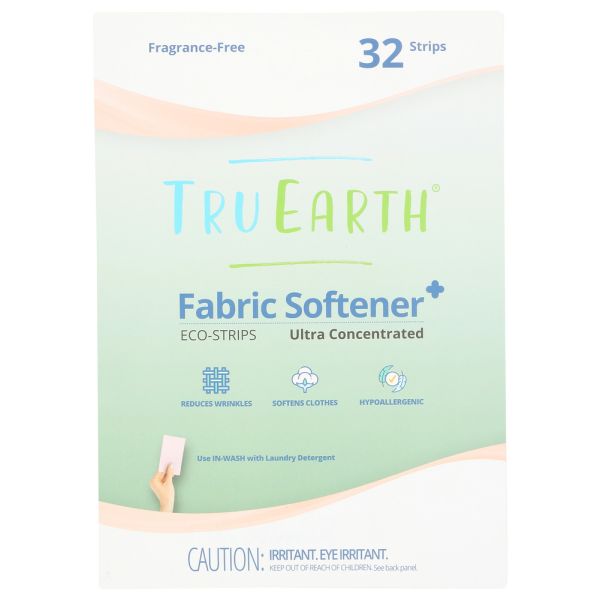 TRU EARTH: Eco Strips Fabric Softener Fragrance Free, 32 pc