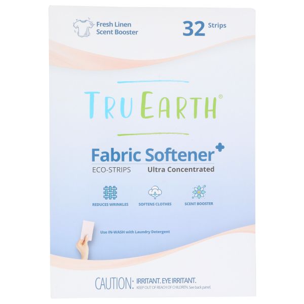 TRU EARTH: Eco Strips Fabric Softener Fresh Linen, 32 pc