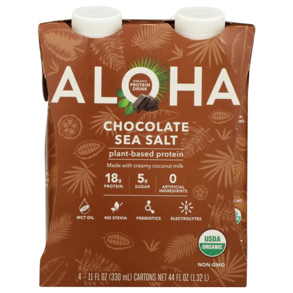 ALOHA: Chocolate Sea Salt Protein Drink 4Pk, 44 fo