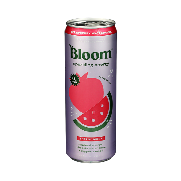 BLOOM BEVERAGES: Sparkling Energy Drink Strawberry Watermelon, 12 fo