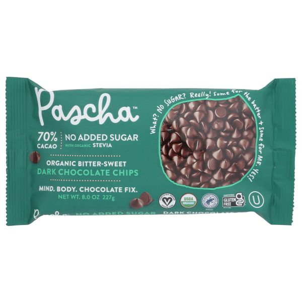 PASCHA: Organic Vegan Bitter-Sweet Dark Chocolate Chips, 8 oz