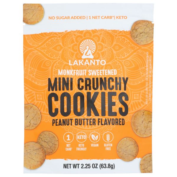 LAKANTO: Mini Crunchy Peanut Butter Cookies, 2.25 oz