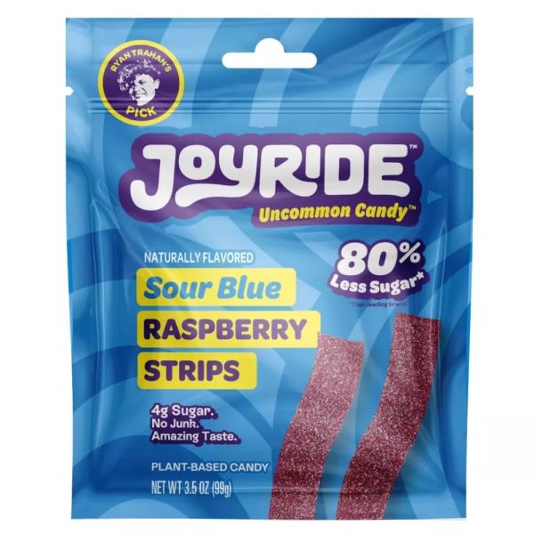 JOYRIDE: Sour Blue Raspberry Candy Strips, 3.5 oz