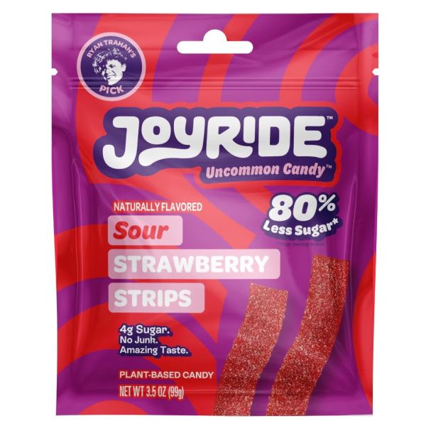 JOYRIDE: Sour Strawbery Candy Strips, 3.5 oz