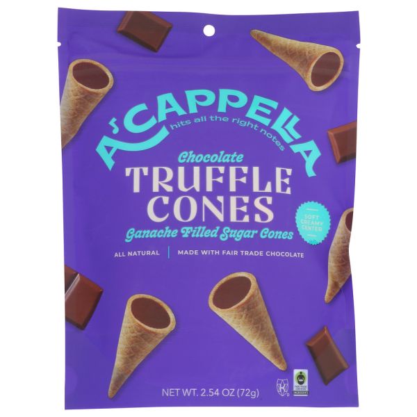 A CAPPELLA: Truffle Cones Chocolate, 2.45 oz