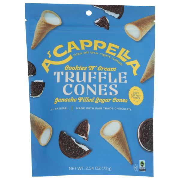 A CAPPELLA: Truffle Cones Cookies N Cream, 2.45 oz