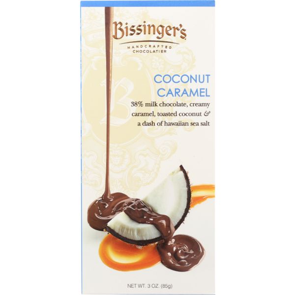 BISSINGERS: Coconut Caramel Chocolate Bar, 3 oz