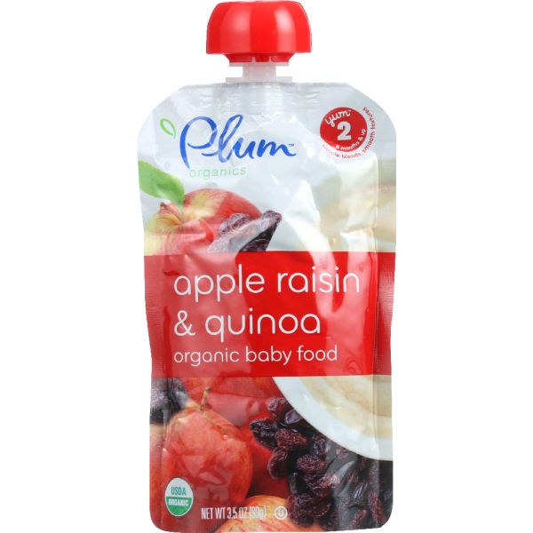 PLUM ORGANICS: Organic Baby Food Stage 2 Apple Raisin & Quinoa, 3.5 Oz