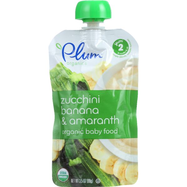 Plum Organics, Organic Baby Food Stage 2 Zucchini Banana & Amaranth, 3.5 Oz