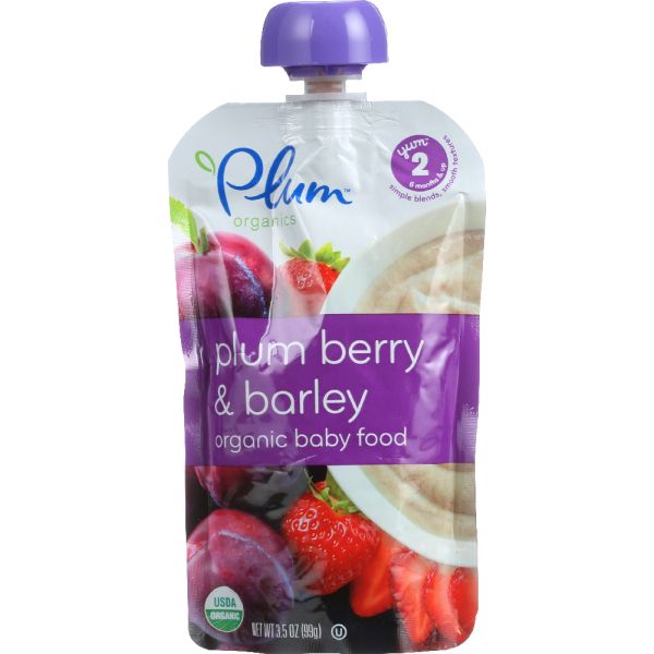 PLUM ORGANICS: Organic Baby Food Stage 2 Plum Berry & Barley, 3.5 Oz