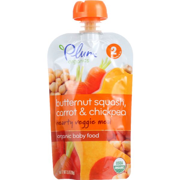 Plum Organics, Organic Baby Food Stage 2 Butternut Squash Carrot & Chickpea, 3.5 Oz