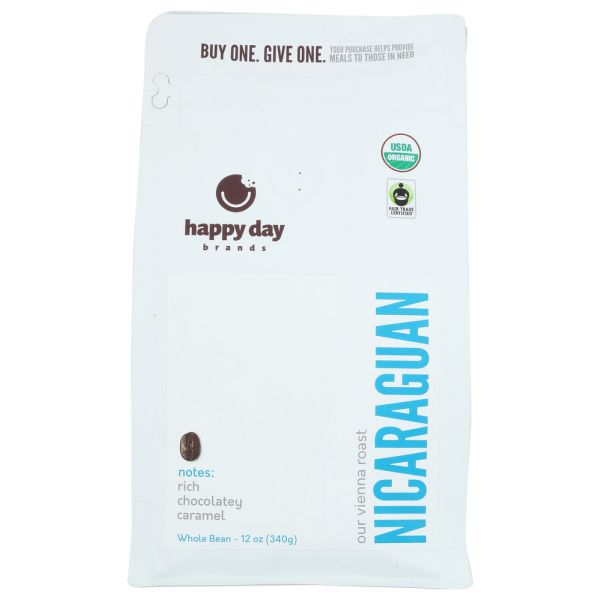 HAPPY DAY BRANDS: Coffee Nicaraguan Whle Bn, 12 OZ