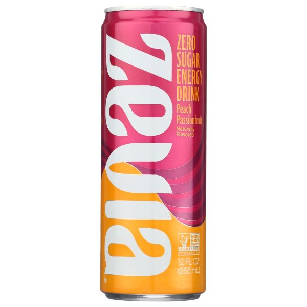 ZEVIA: Zero Sugar Peach Passionfruit Energy Drink, 12 fo