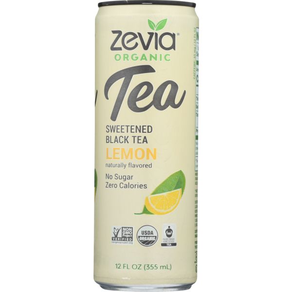 ZEVIA: Organic Black Tea Lemon, 12 fo