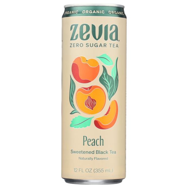 ZEVIA: Organic Black Tea Peach, 12 fo