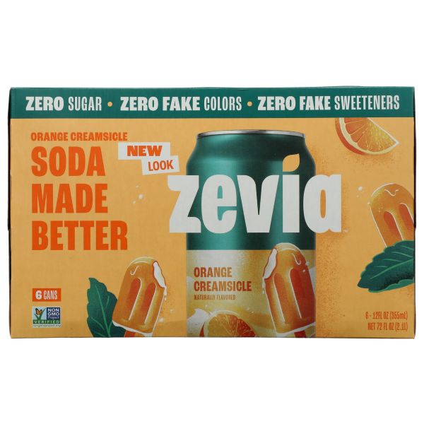 ZEVIA: Orange Creamsicle Soda 6pk, 72 fo