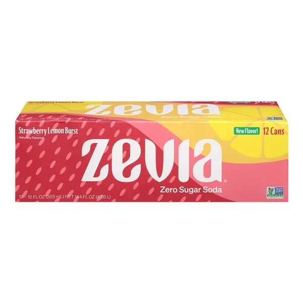 ZEVIA: Strawberry Lemon Burst Soda 12pk, 144 fo