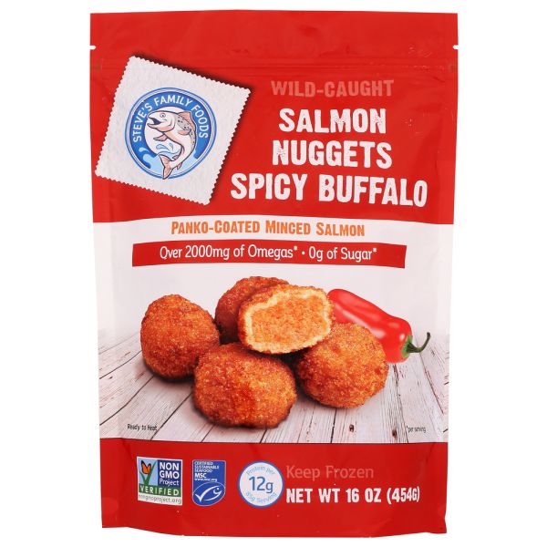 STEVES FAMILY FOODS: Spicy Buffalo Salmon Nuggets, 16 oz
