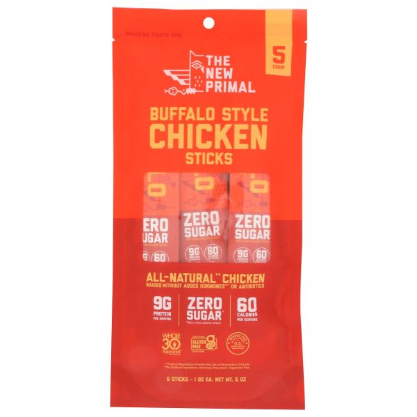 THE NEW PRIMAL: Buffalo Style Chicken Meat Sticks 5pc, 5 oz
