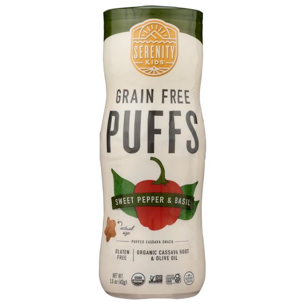 SERENITY KIDS: Sweet Pepper and Basil Grain Free Puffs With Olive Oil, 1.5 oz