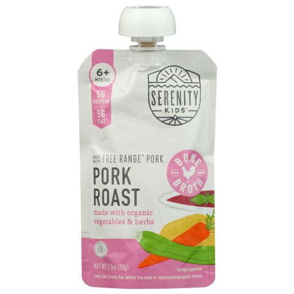 SERENITY KIDS: Pork Roast Baby Food Pouch, 3.5 oz