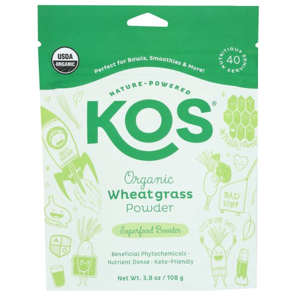 KOS: Superfood Wheatgrass Pwd, 3.8 OZ
