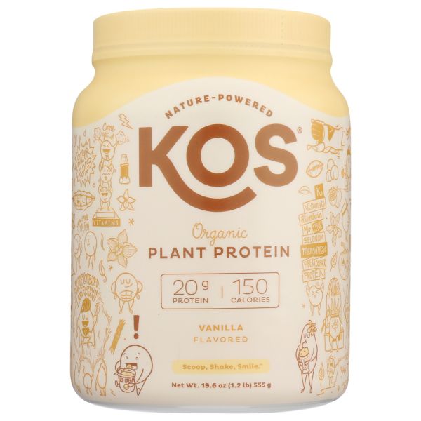 KOS: Organic Plant Protein Vanilla, 19.6 oz