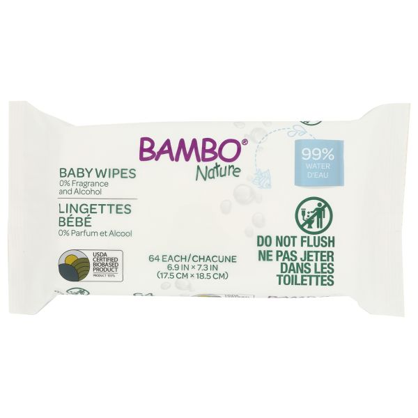BAMBO NATURE: Baby Wipes, 64 pk