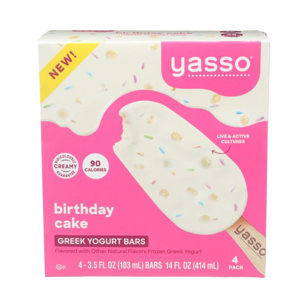 YASSO: Bar Yogurt Birthday Cake, 4 pk