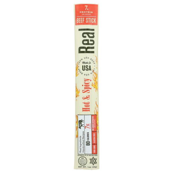 REAL SNACKS: Hot Spicy Beef Stick, 1 oz