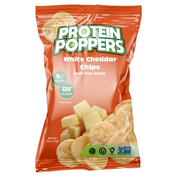 PROTEIN POPPERS: White Cheddar Chips, 4 oz