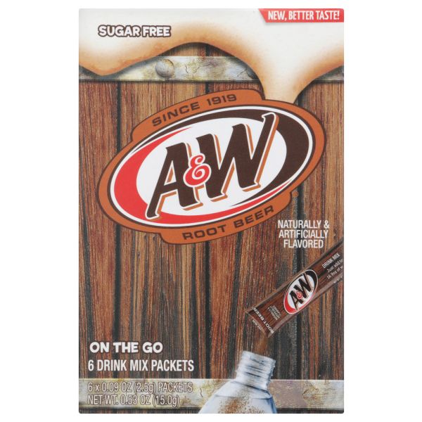 A&W: Root Beer Powder Drink Mix 6 Packets, 0.53 oz