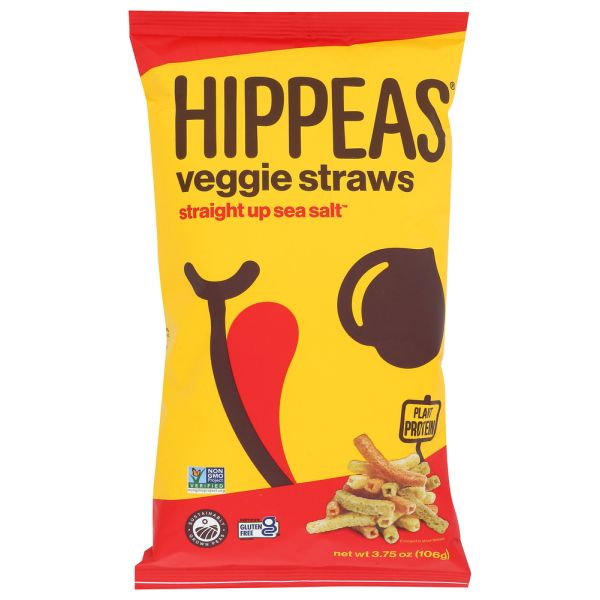 HIPPEAS: Straight Up Sea Salt Veggie Straws, 3.75 oz
