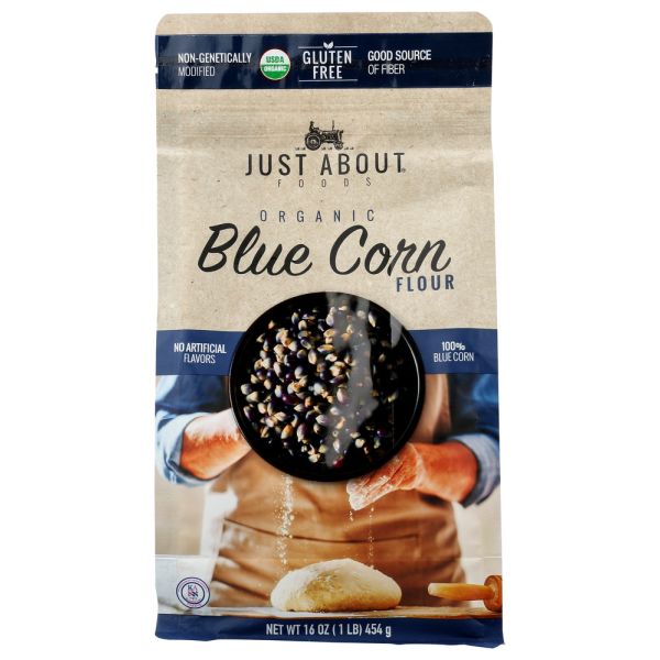 JUST ABOUT FOODS: Organic Blue Corn Flour, 1 lb
