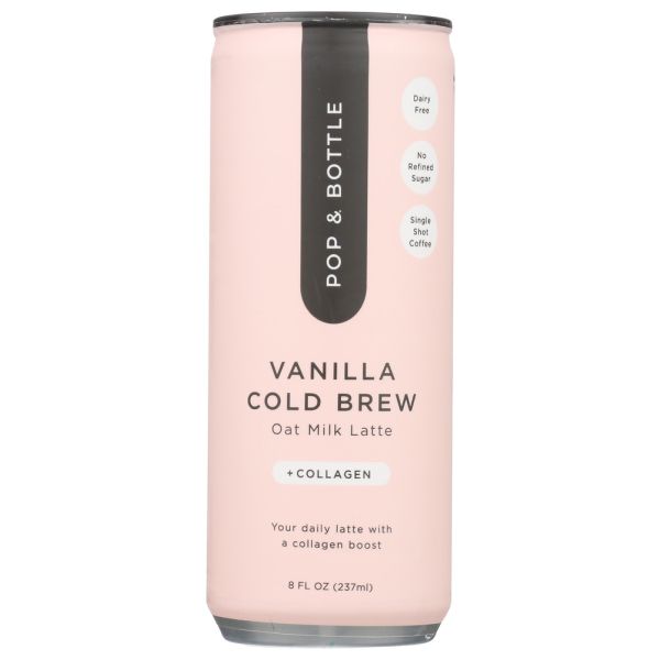 POP AND BOTTLE: Vanilla Cold Brew Oat Milk Latte, 8 oz