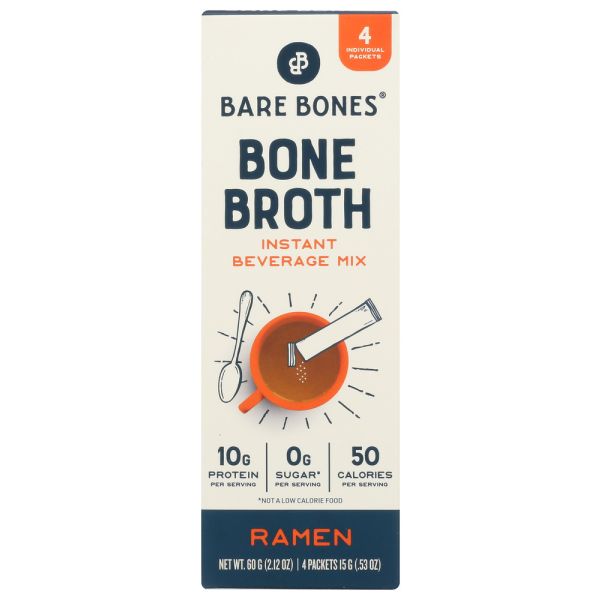 BARE BONES: Bone Broth Stock Instant Ramen 4ct, 2.12 oz