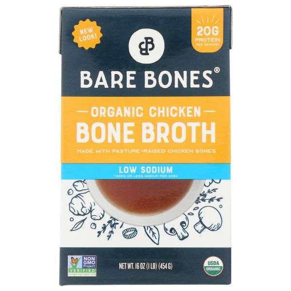 BARE BONES: Broth Chicken Bone Low Sodium, 16 oz