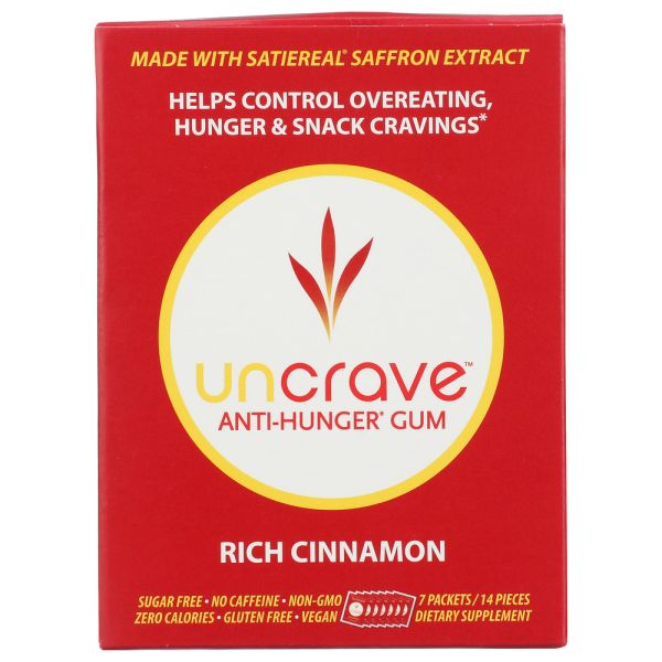UNCRAVE: Rich Cinnamon Anti Hunger Gum 7Pack, 14 pc