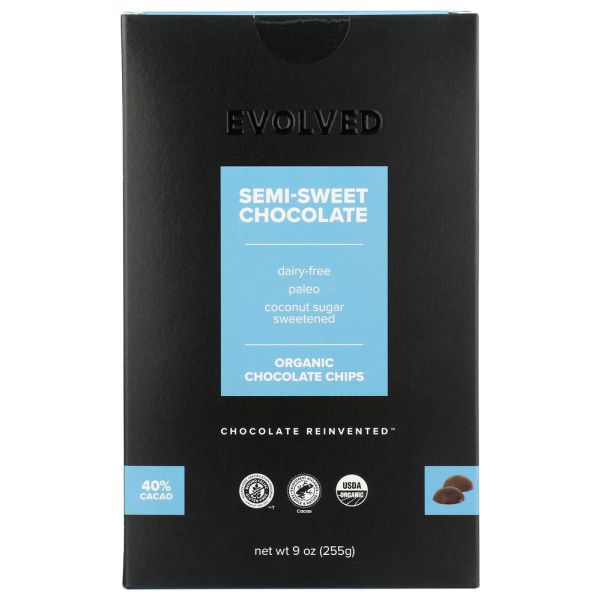 EVOLVED CHOCOLATE: Semi Sweet Chocolate Chips 40 Percent Cocoa, 9 oz
