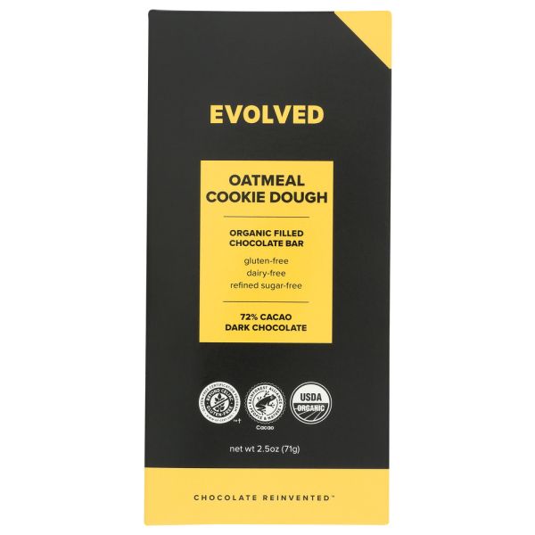 EVOLVED CHOCOLATE: Oatmeal Cookie Dough Filled Chocolate Bar, 2.5 oz