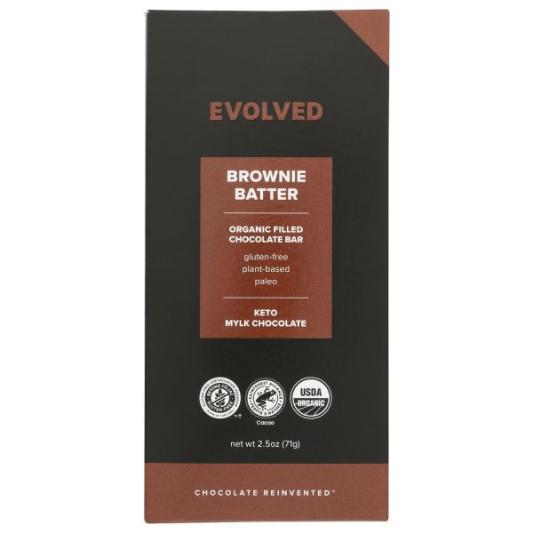 EVOLVED CHOCOLATE: Brownie Batter Keto Bar, 2.5 oz