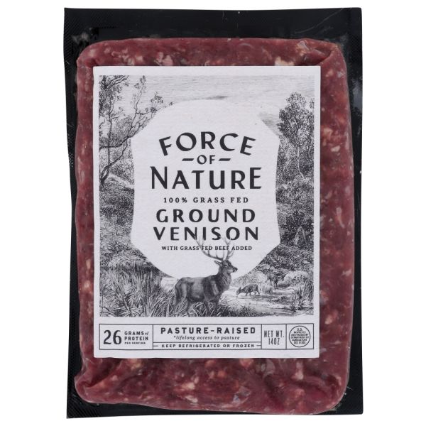 FORCE OF NATURE: Venison Ground Grass Fed, 14 oz
