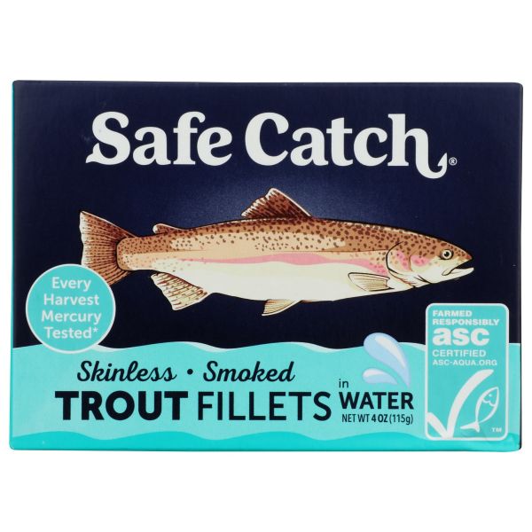 SAFECATCH: Skinless & Smoked Trout Fillets in Water, 4 oz