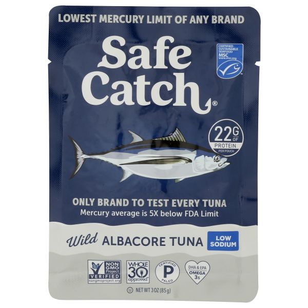 SAFECATCH: Low-Sodium Wild Albacore Tuna Pouch, 3 oz